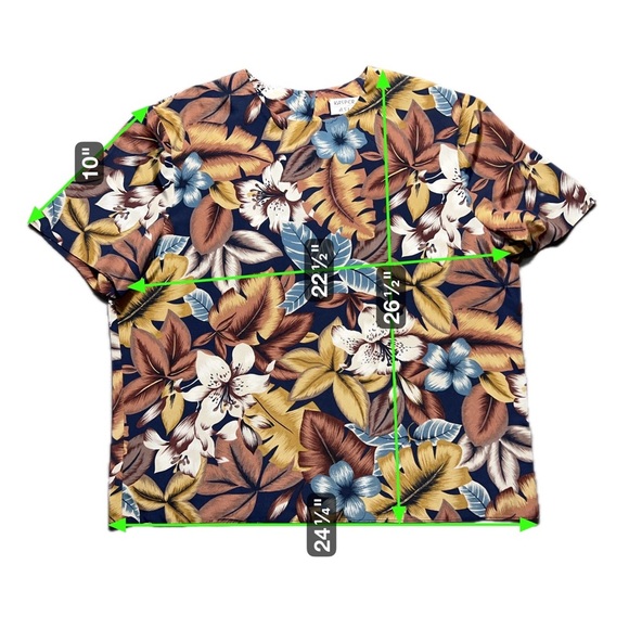 Kasper Women’s Floral Blouse XL Multicolor Short Sleeve Boxy Career Top - Picture 5 of 9
